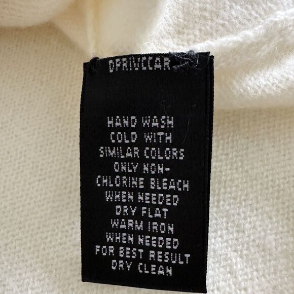 Prive 100% Cashmere Knit Top Womens XL Ivory Short Sleeve Crewneck Sweater - Picture 5 of 7